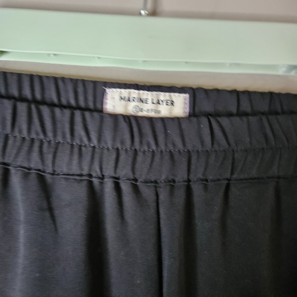 Marine Layer Allison Pants Black Pull On Ankle Lightweight Dolphin Hem Women's S - Picture 3 of 5